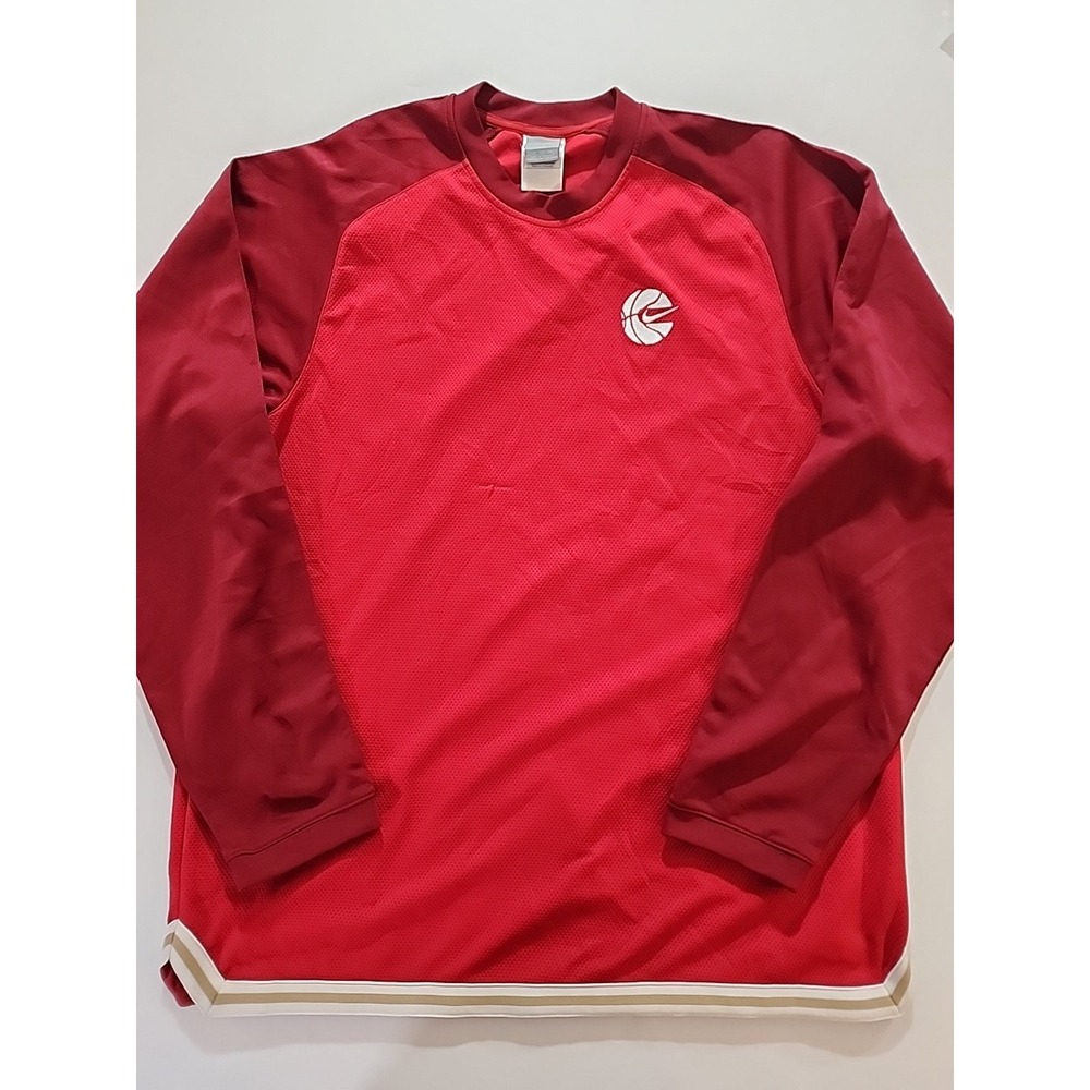 Vtg Y2K‎ Nike Basketball Center Swoosh Warmup Jersey Long Sleeve Shirt Mens XXLT